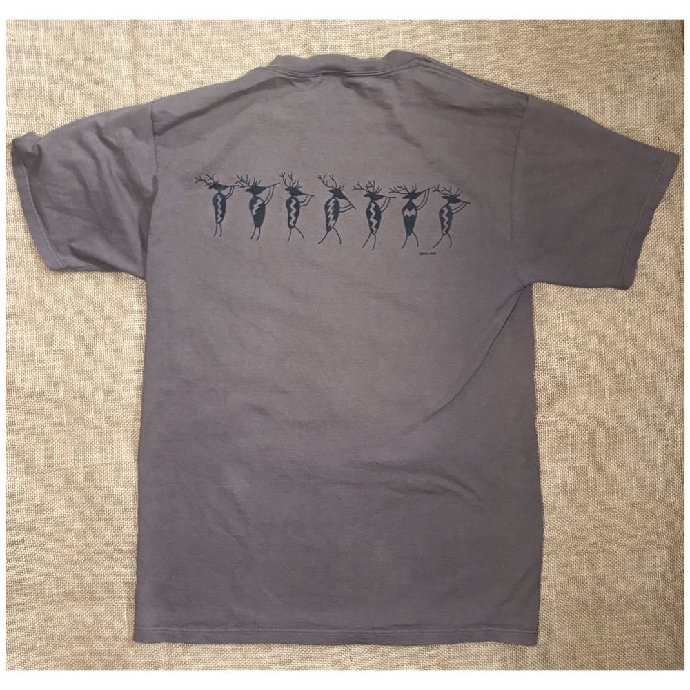 Vintage EMI Elk Dance Vail Tee T Shirt Size Large Light Brown Southwestern Boho - Picture 4 of 5